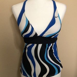 Women’s White/Black/Blue Nike Tankini Swim Top